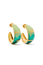 Idra Enamel Hoop Earrings, 24K Gold-Plated Brass